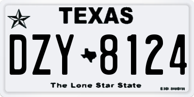 TX license plate DZY8124