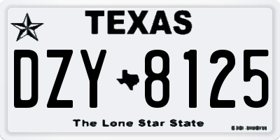 TX license plate DZY8125