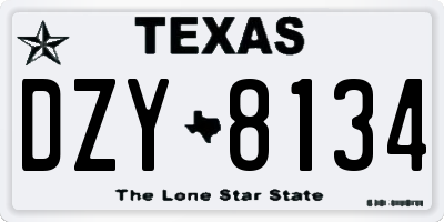 TX license plate DZY8134