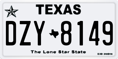 TX license plate DZY8149