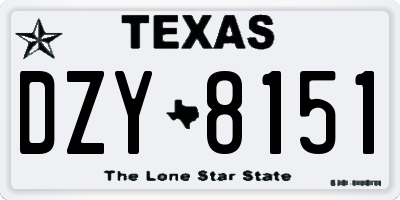 TX license plate DZY8151