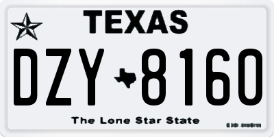 TX license plate DZY8160