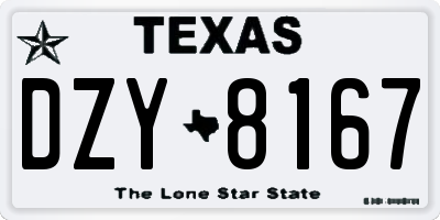 TX license plate DZY8167