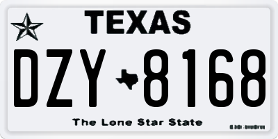 TX license plate DZY8168