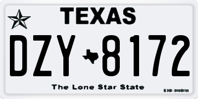 TX license plate DZY8172