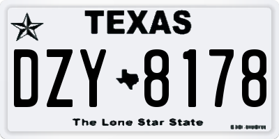 TX license plate DZY8178