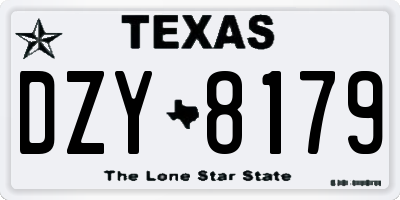 TX license plate DZY8179