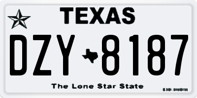 TX license plate DZY8187