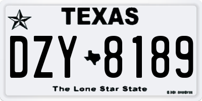 TX license plate DZY8189