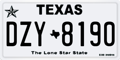 TX license plate DZY8190