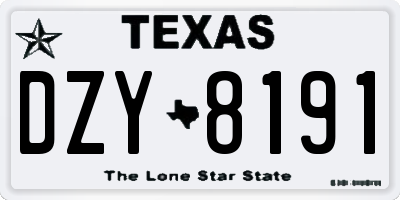 TX license plate DZY8191