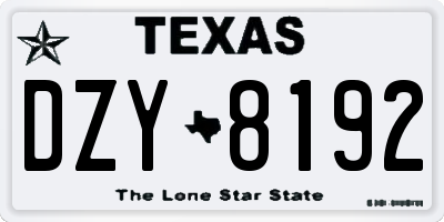 TX license plate DZY8192