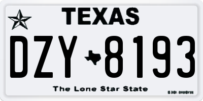 TX license plate DZY8193