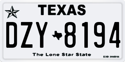 TX license plate DZY8194