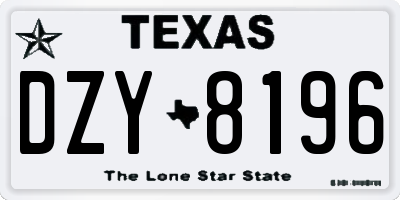 TX license plate DZY8196