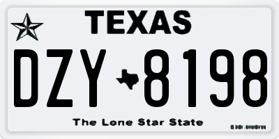 TX license plate DZY8198