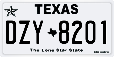 TX license plate DZY8201