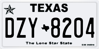 TX license plate DZY8204