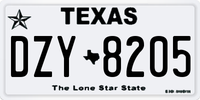 TX license plate DZY8205