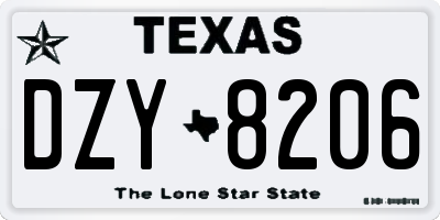 TX license plate DZY8206