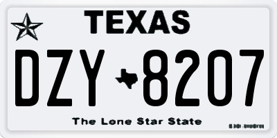 TX license plate DZY8207