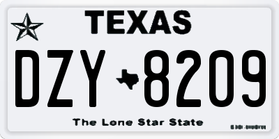 TX license plate DZY8209