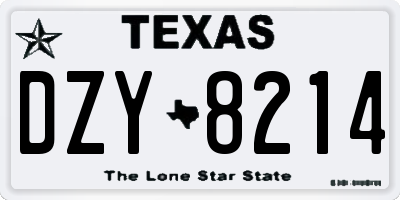 TX license plate DZY8214