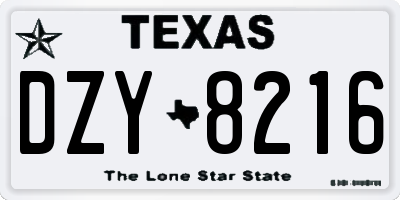 TX license plate DZY8216