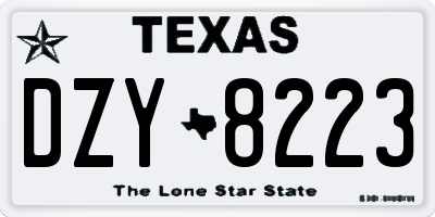 TX license plate DZY8223