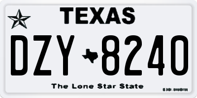 TX license plate DZY8240