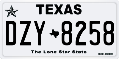 TX license plate DZY8258