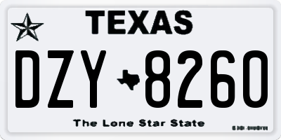 TX license plate DZY8260