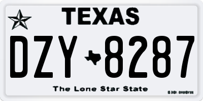 TX license plate DZY8287