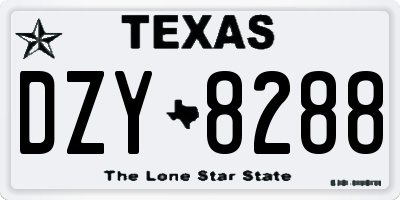 TX license plate DZY8288