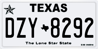 TX license plate DZY8292