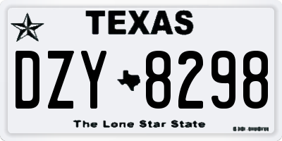 TX license plate DZY8298