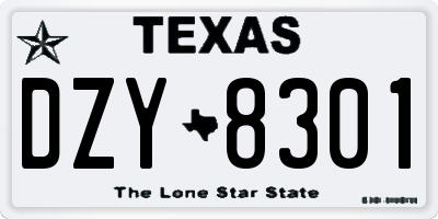 TX license plate DZY8301