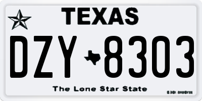 TX license plate DZY8303