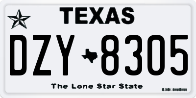 TX license plate DZY8305