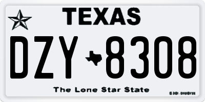 TX license plate DZY8308