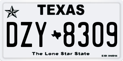 TX license plate DZY8309