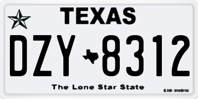 TX license plate DZY8312