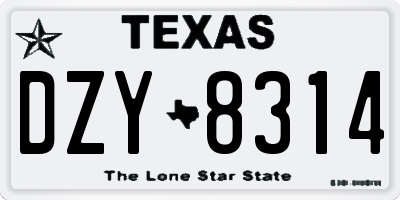 TX license plate DZY8314