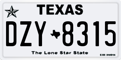 TX license plate DZY8315