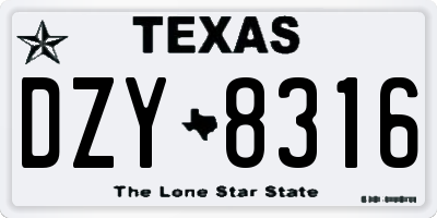 TX license plate DZY8316