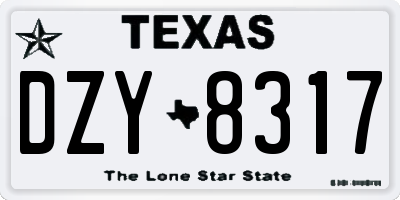 TX license plate DZY8317