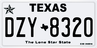 TX license plate DZY8320