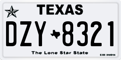 TX license plate DZY8321