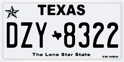 TX license plate DZY8322