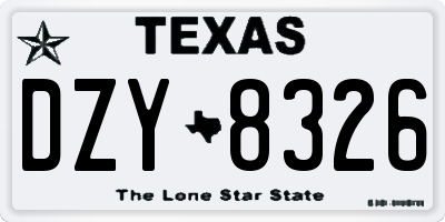 TX license plate DZY8326